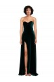 Vert foncé Trapèze Balayage train Velours Stretch Longue Robes demoiselle d'honneur / Robes de bal en Gros