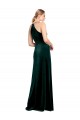 Vert foncé Trapèze Bretelles spaghetti Col bijou Velours Stretch Longue Robes demoiselle d'honneur / Robes de bal en Gros