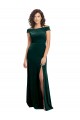 Vert foncé Trapèze Col Carré Velours Stretch Longue Formelles Robes demoiselle d'honneur / Robes de soirée / Robes de bal en Gros
