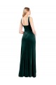 Vert foncé Trapèze Col Carré Velours Stretch Longue Robes demoiselle d'honneur / Robes de bal en Gros