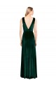 Vert foncé Trapèze Col V Velours Stretch Longue Formelles Robes demoiselle d'honneur / Robes de soirée / Robes de bal en Gros