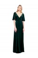 Vert foncé Trapèze Col V Velours Stretch Longue Robes demoiselle d'honneur / Robes de bal en Gros