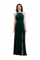 Vert foncé Trapèze Licou Col Haut Velours Stretch Longue Robes demoiselle d'honneur / Robes de bal en Gros