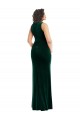 Vert foncé Trompette Col Carré Velours Stretch Longue Robes demoiselle d'honneur / Robes de bal en Gros