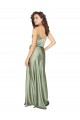 Vert fumée Trapèze Col V Satiné Soyeux Longue Formelles Robes demoiselle d'honneur / Robes de soirée en Gros