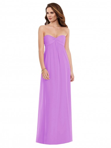 Violet Trapèze Mousseline Longue Robes demoiselle d'honneur en Gros