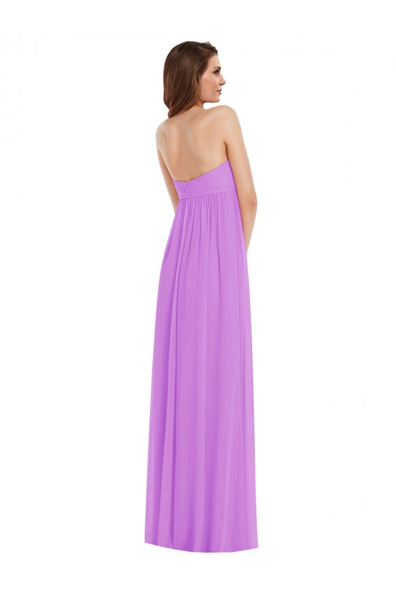 Violet Trapèze Mousseline Longue Robes demoiselle d'honneur en Gros