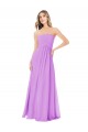 Violet Trapèze Sans bretelle Mousseline Longue Robes demoiselle d'honneur en Gros