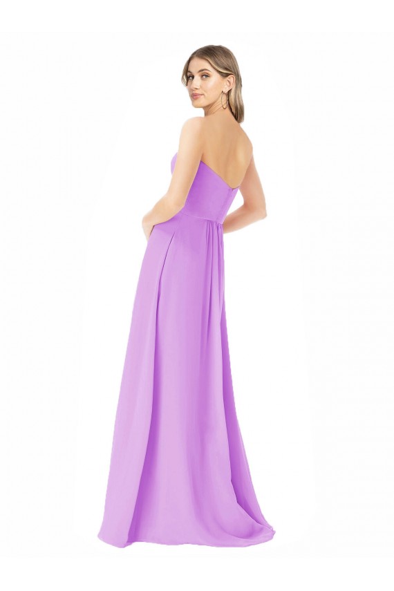 Violet Trapèze Sans bretelle Mousseline Longue Robes demoiselle d'honneur en Gros